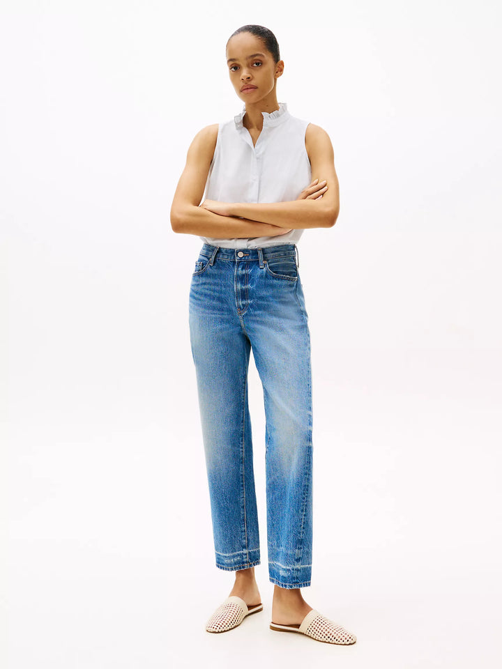 Tommy Hilfiger Stripe Ruffle-Collar Sleeveless Shirt