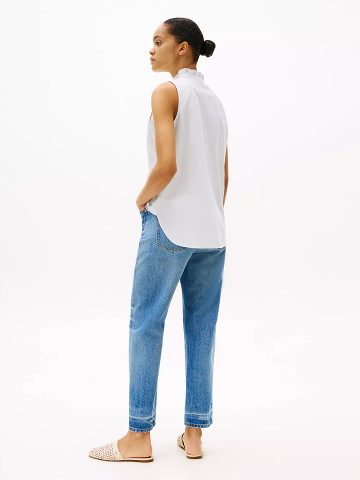 Tommy Hilfiger Stripe Ruffle-Collar Sleeveless Shirt
