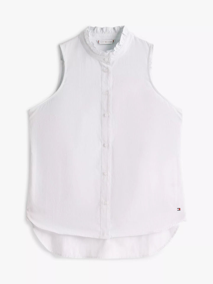 Tommy Hilfiger Stripe Ruffle-Collar Sleeveless Shirt