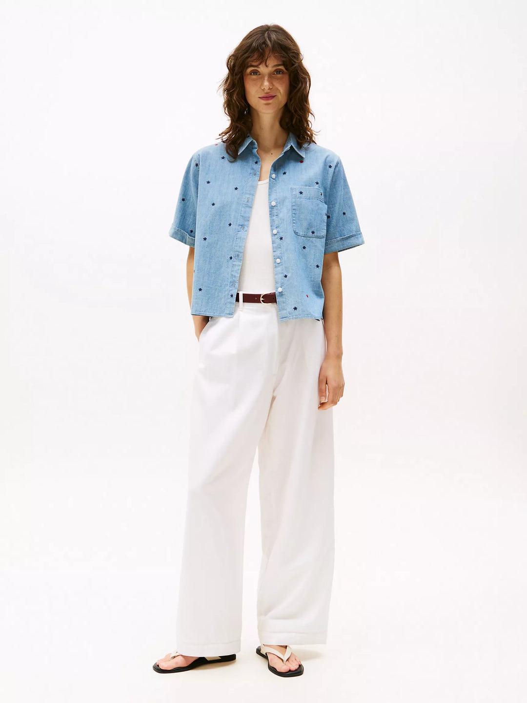 Tommy Hilfiger Allover Embroidered Star Chambray Shirt