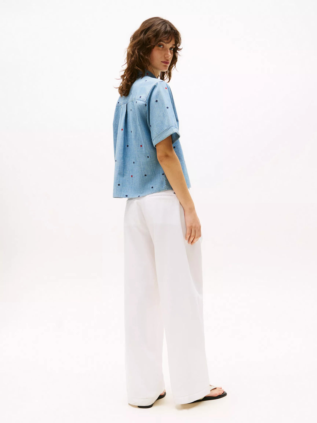 Tommy Hilfiger Allover Embroidered Star Chambray Shirt