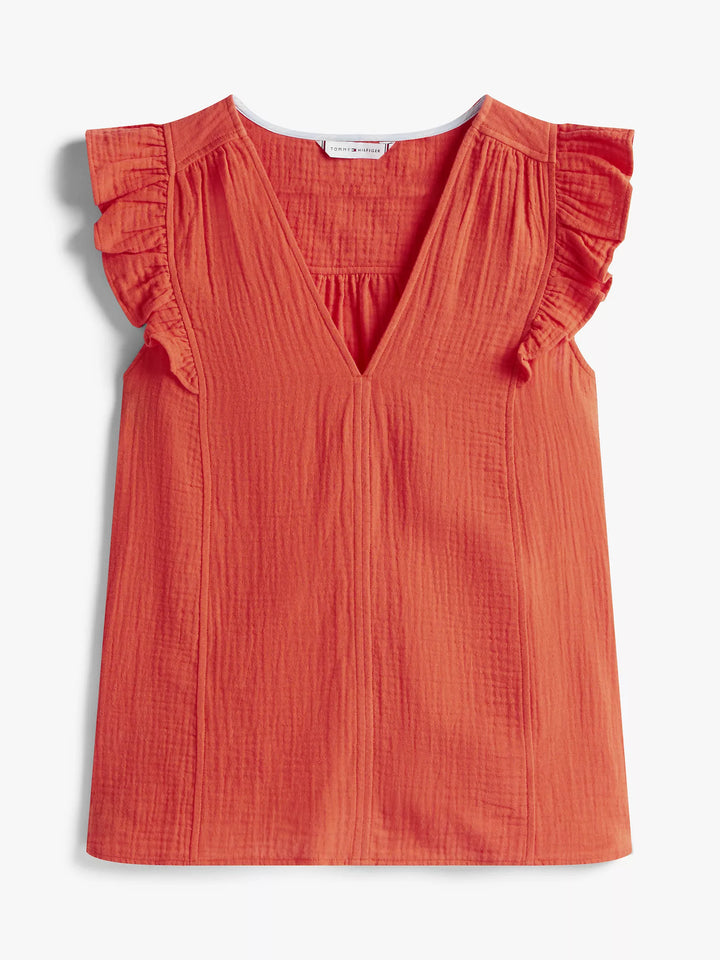 Tommy Hilfiger Muslin Flutter-Sleeve Top