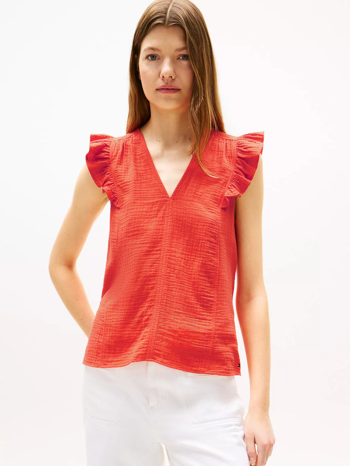 Tommy Hilfiger Muslin Flutter-Sleeve Top