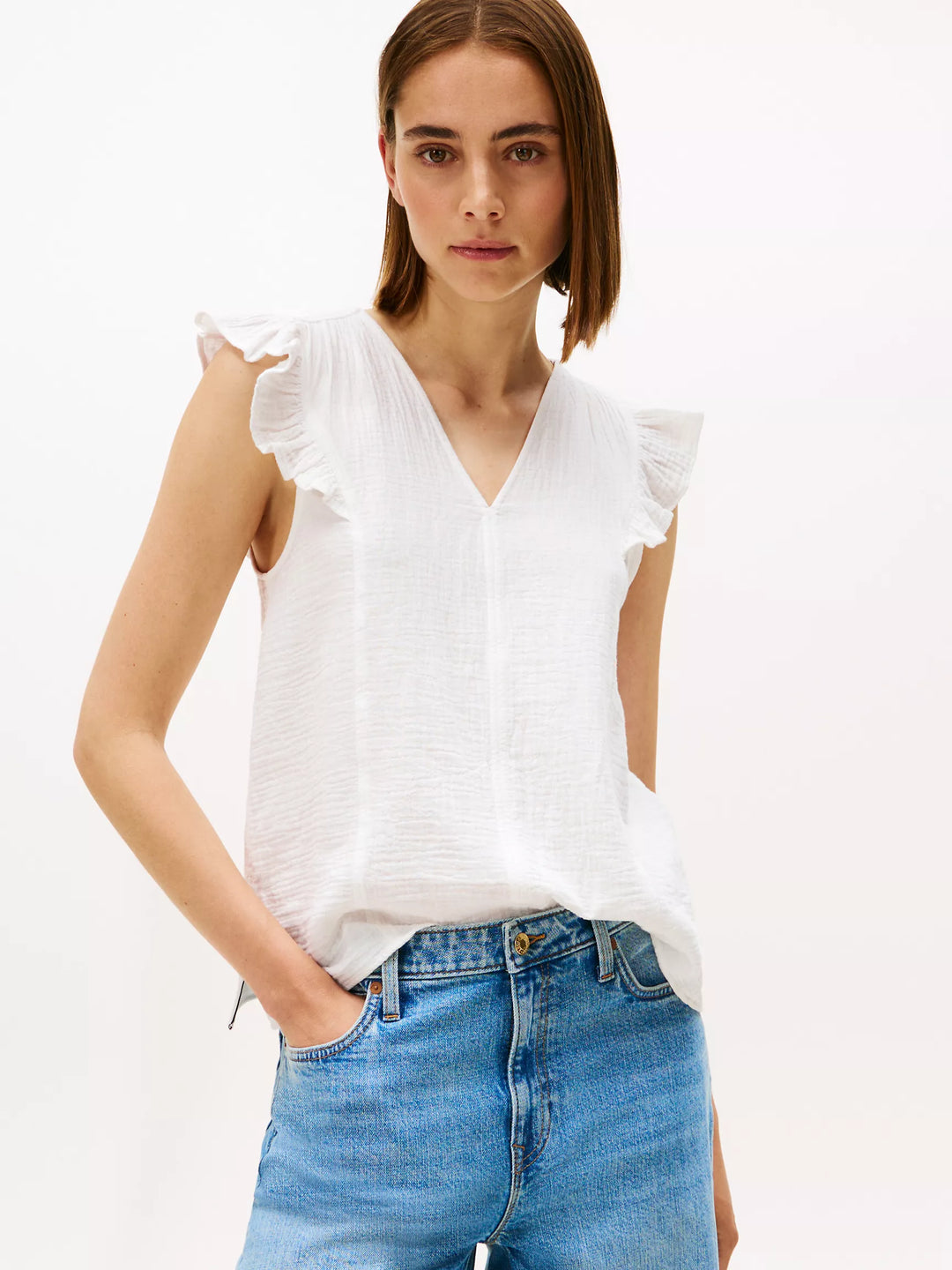 Tommy Hilfiger Muslin Flutter-Sleeve Top