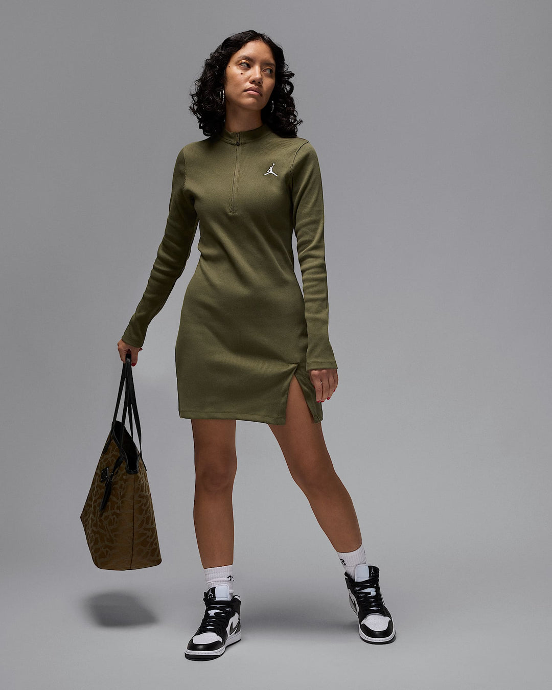 NIKE Jordan Women's 1/2-Zip Long-Sleeve Knit Dress