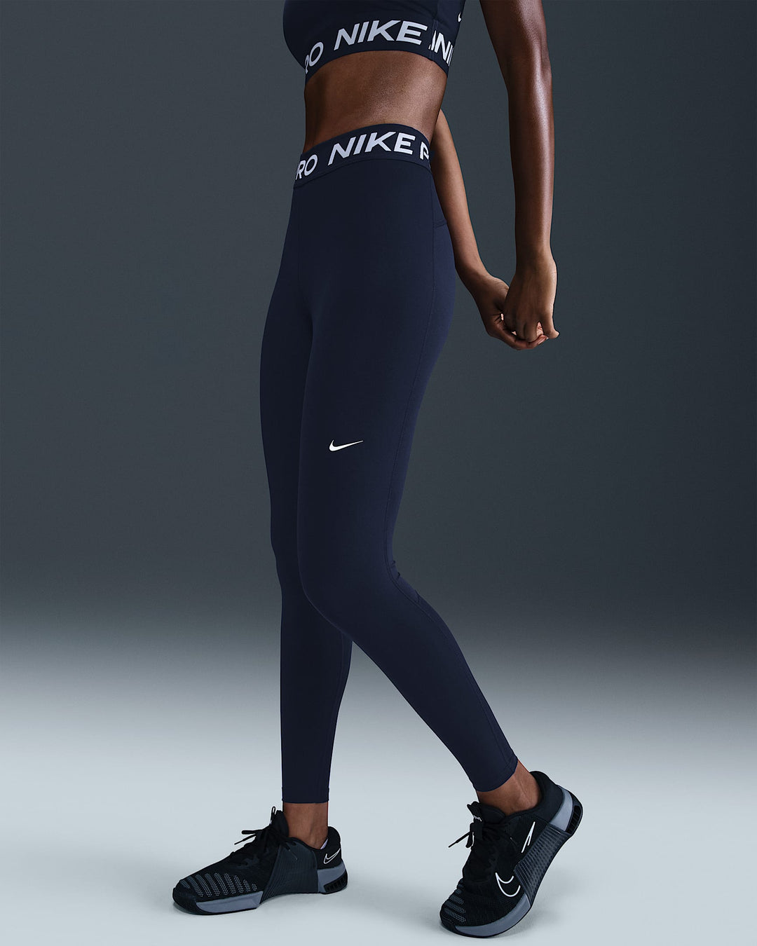 Nike Pro Women's Mid-Rise Mesh-Paneled Leggings