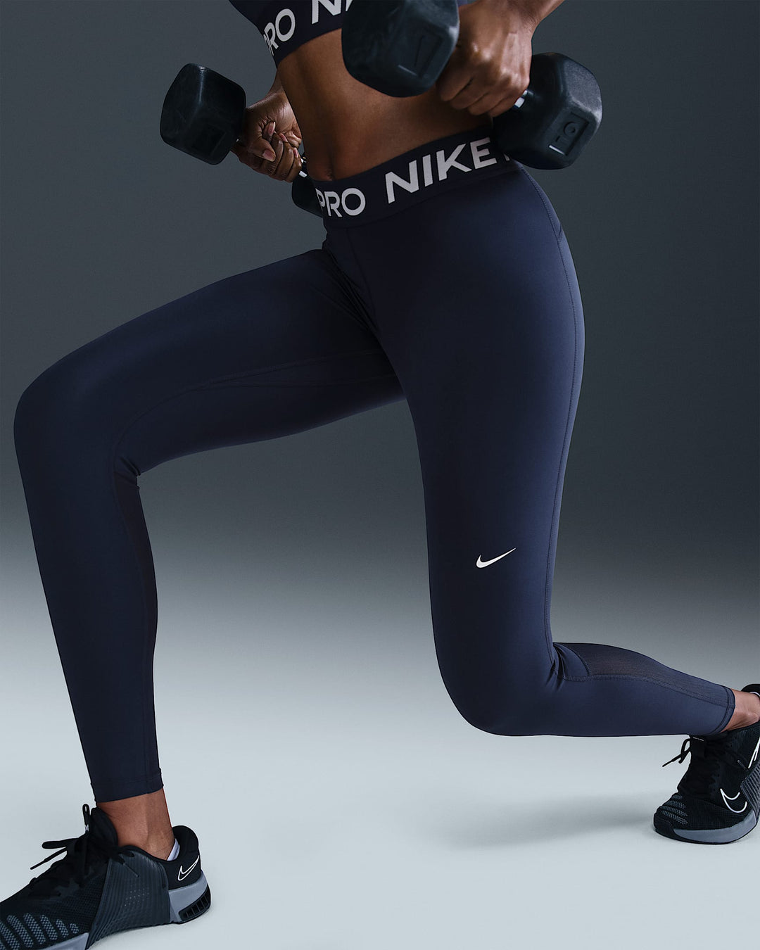 Nike Pro Women's Mid-Rise Mesh-Paneled Leggings