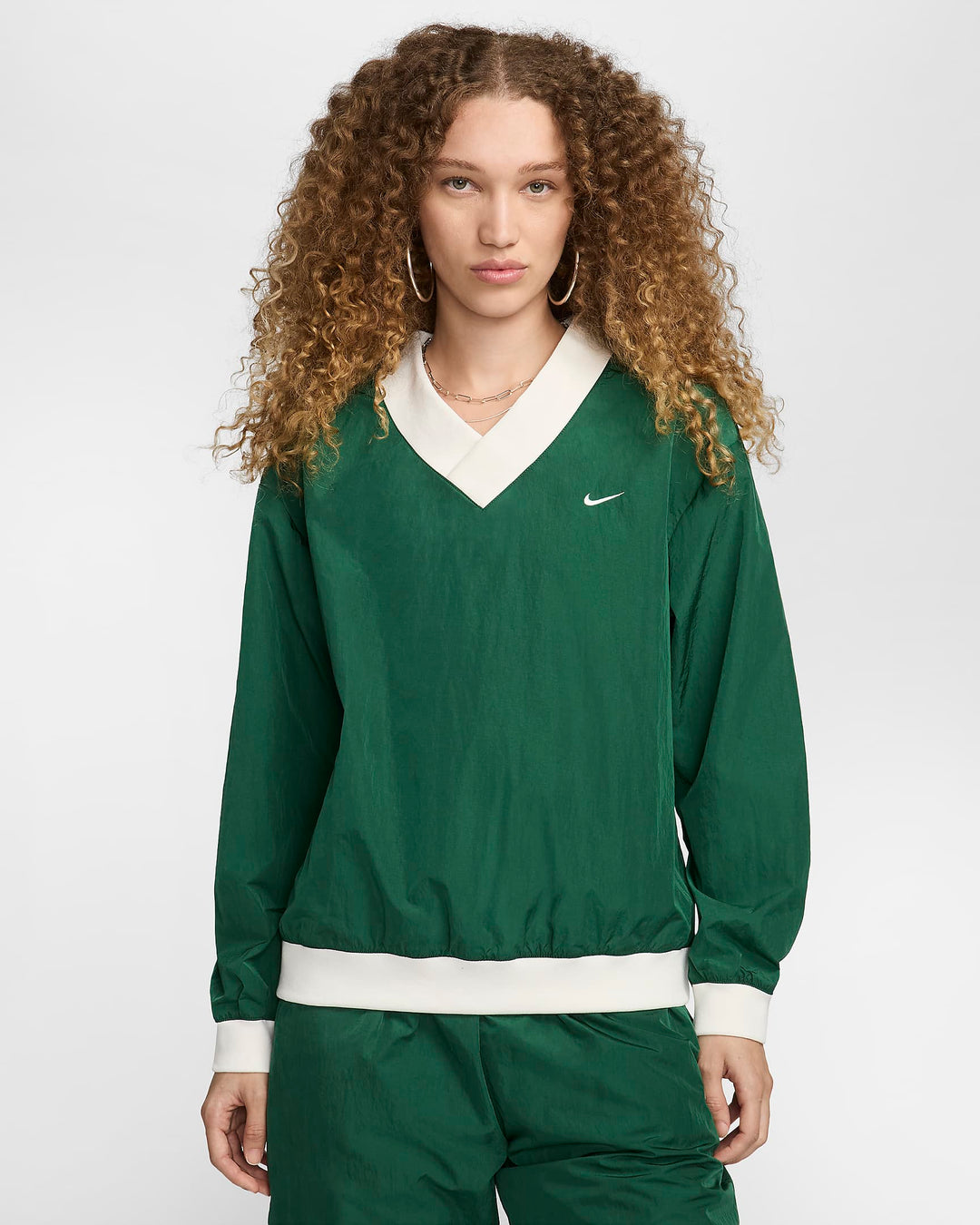 Nike Women's Loose UV Woven Long-Sleeve V-Neck Top