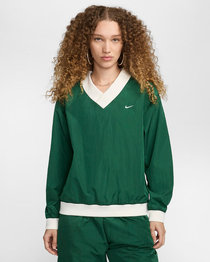 Nike Women's Loose UV Woven Long-Sleeve V-Neck Top