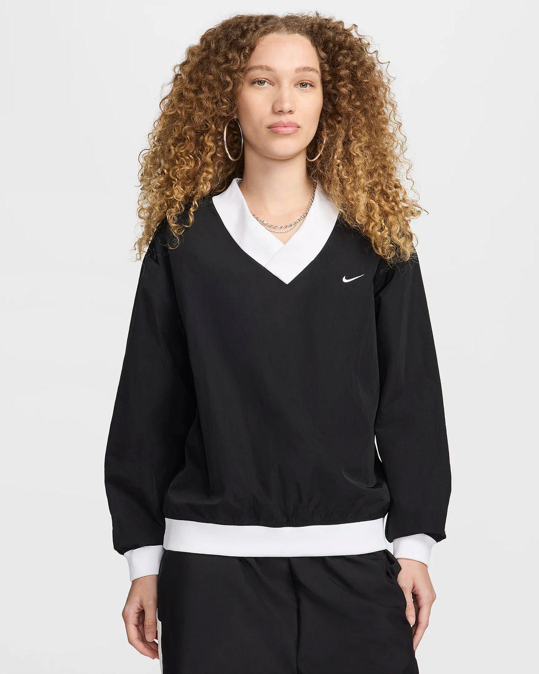 Nike Women's Loose UV Woven Long-Sleeve V-Neck Top