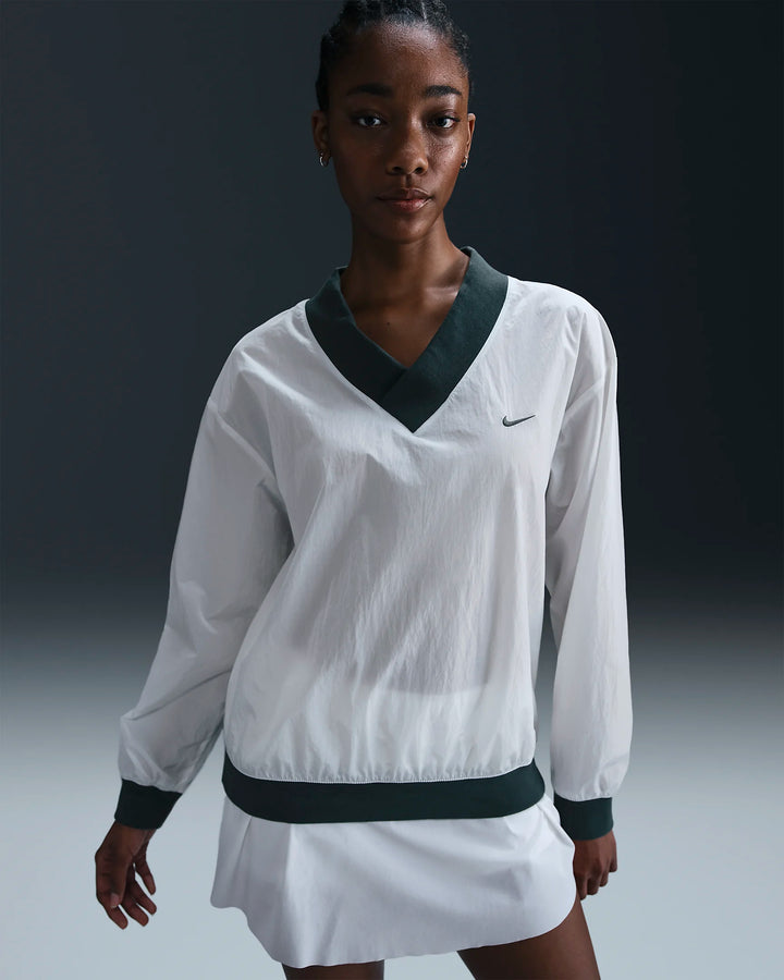 Nike Women's Loose UV Woven Long-Sleeve V-Neck Top