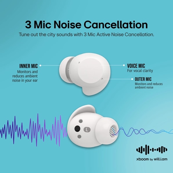 LG BUDS.AUSALWH LG xboom Buds by will.i.am | Bluetooth Earbuds | xboom Signature Sound with Graphene Driver, White