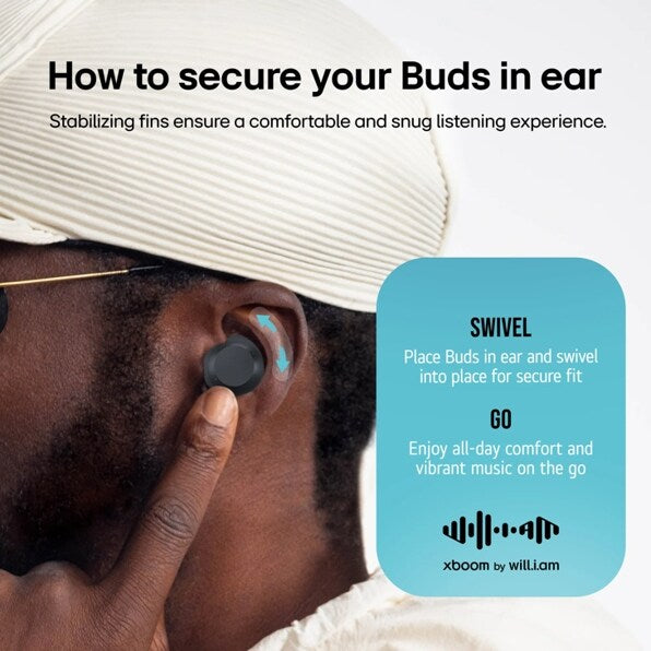 LG xboom Buds Core by will.i.am | Bluetooth Earbuds | xboom Signature Sound with Graphene Driver, White