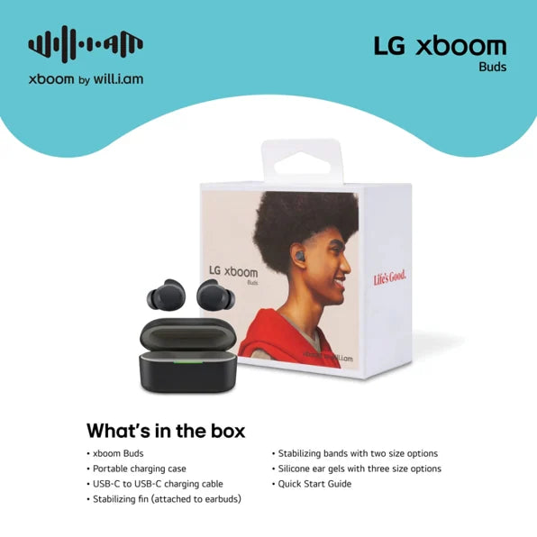 LG xboom Buds Core by will.i.am | Bluetooth Earbuds | xboom Signature Sound with Graphene Driver, White