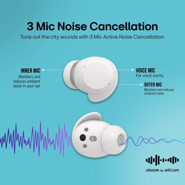 LG xboom Buds Core by will.i.am | Bluetooth Earbuds | xboom Signature Sound with Graphene Driver, White