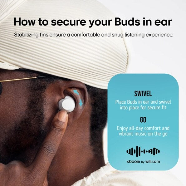 LG xboom Buds Core by will.i.am | Bluetooth Earbuds | xboom Signature Sound with Graphene Driver, White