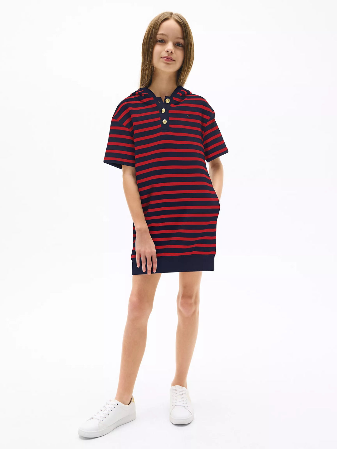 Tommy Hilfiger Kids' Short-Sleeve Stripe Hoodie Dress