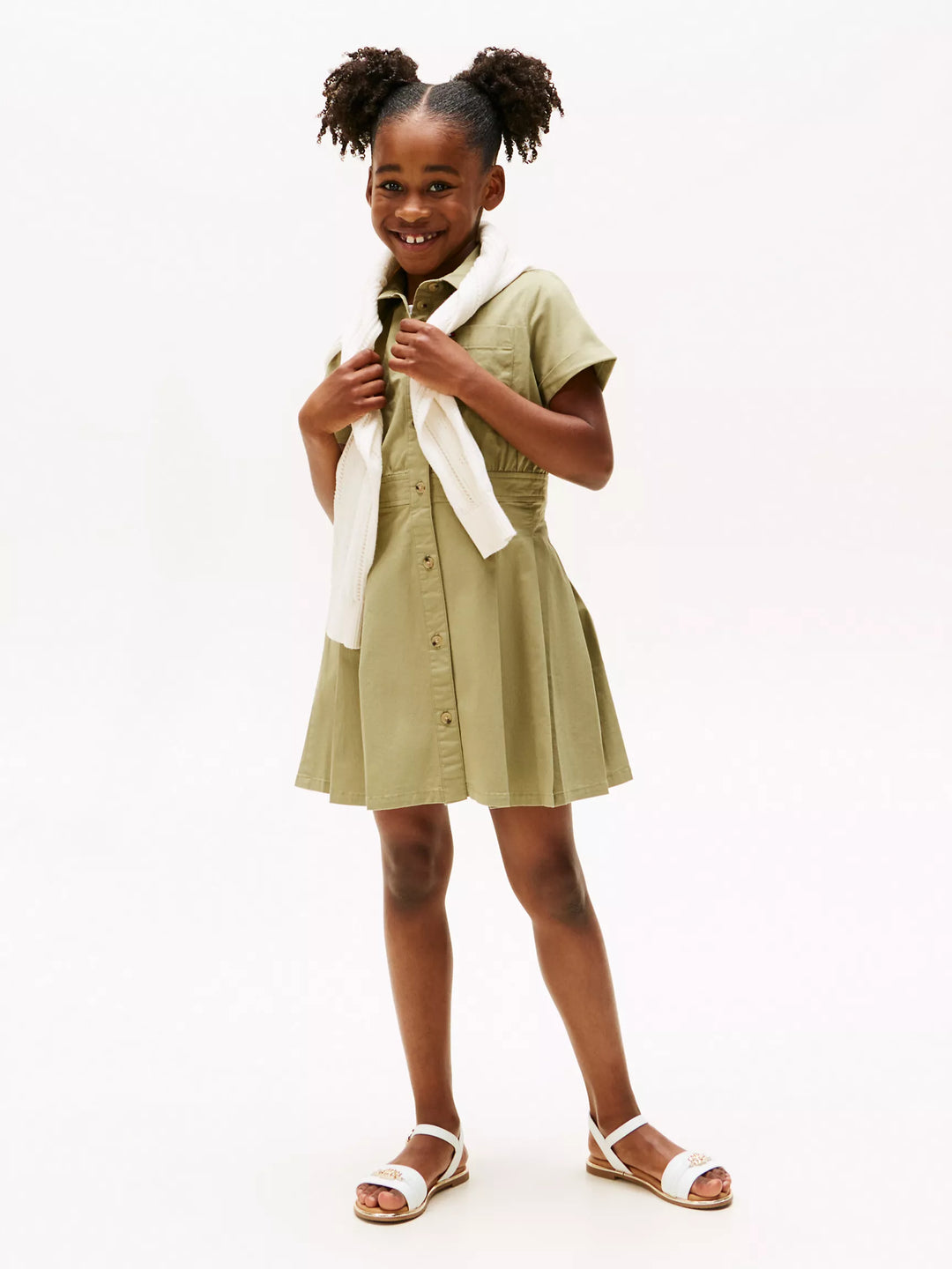 Tommy Hilfiger Kids' Pleated Stretch-Cotton Chino Dress