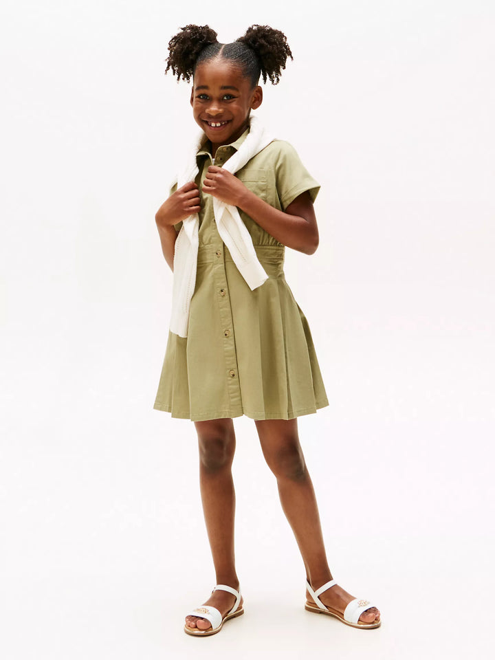 Tommy Hilfiger Kids' Pleated Stretch-Cotton Chino Dress