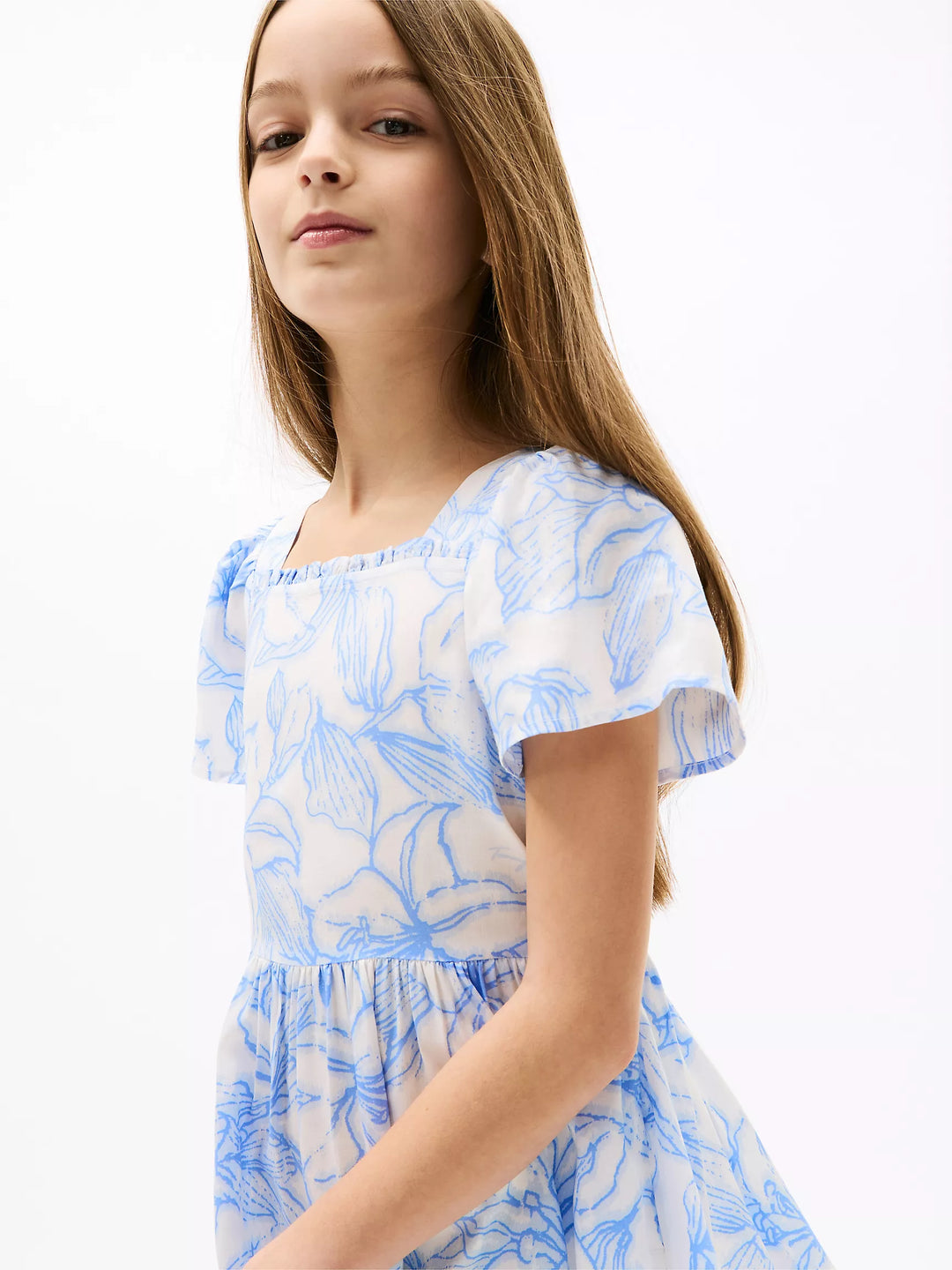 Tommy Hilfiger Kids' Floral Print Flutter-Sleeve Dress