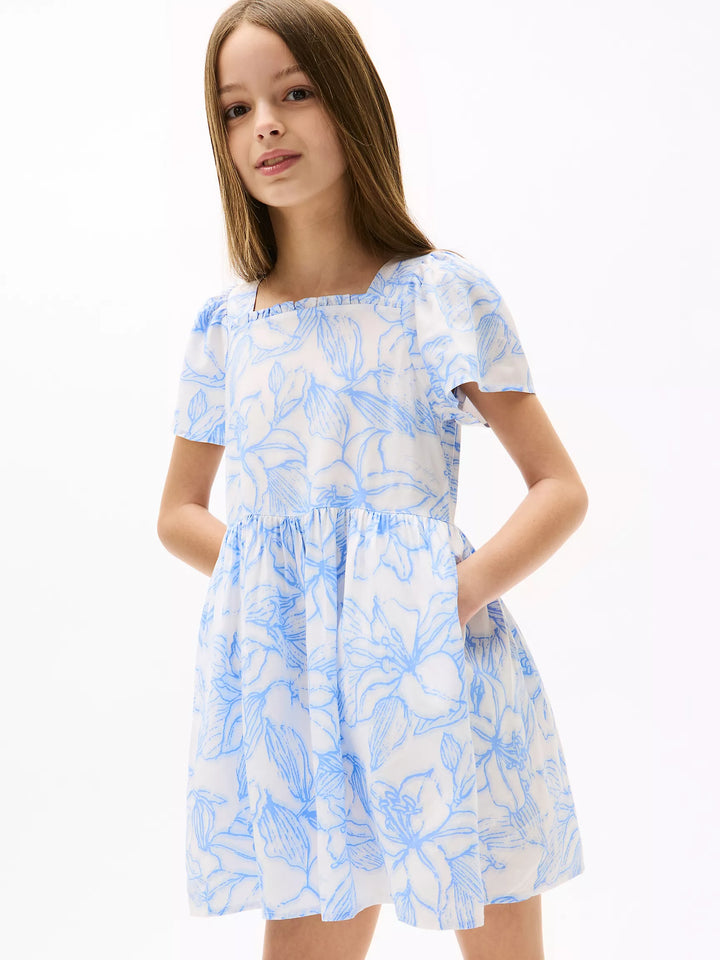 Tommy Hilfiger Kids' Floral Print Flutter-Sleeve Dress