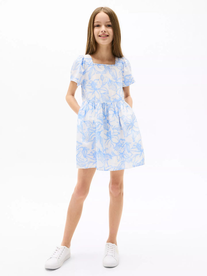 Tommy Hilfiger Kids' Floral Print Flutter-Sleeve Dress
