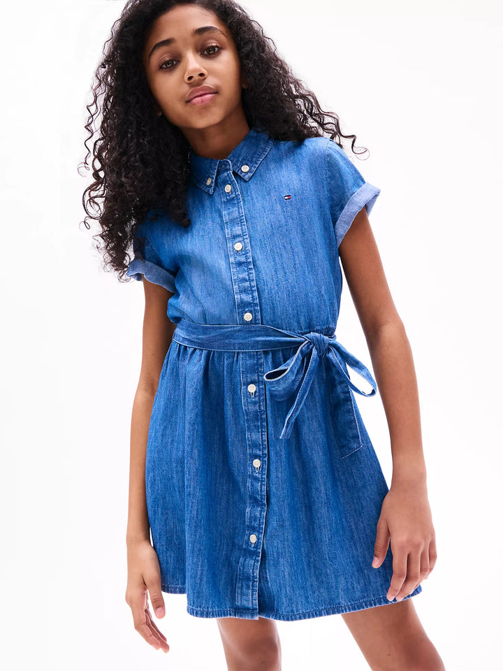 Tommy Hilfiger Kids' Belted Chambray Dress