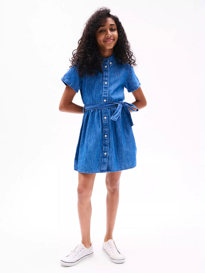 Tommy Hilfiger Kids' Belted Chambray Dress