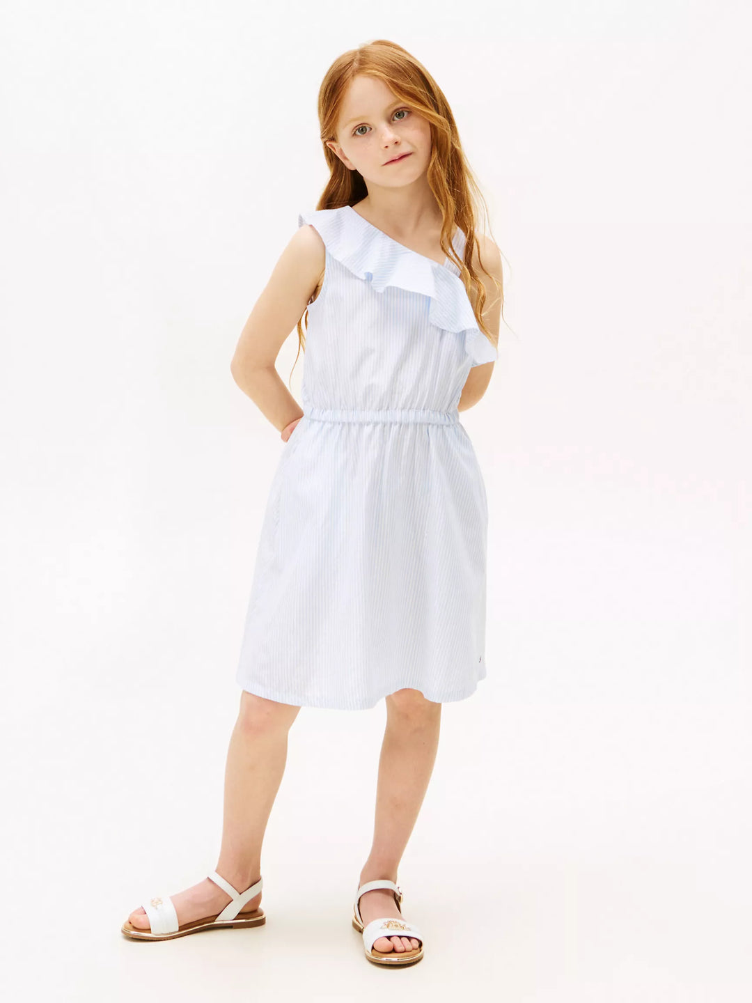 Tommy Hilfiger Kids' Shimmer Stripe Asymmetric Dress