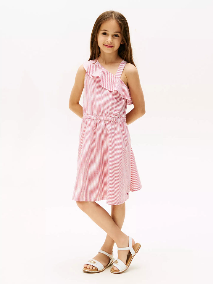 Tommy Hilfiger Kids' Shimmer Stripe Asymmetric Dress