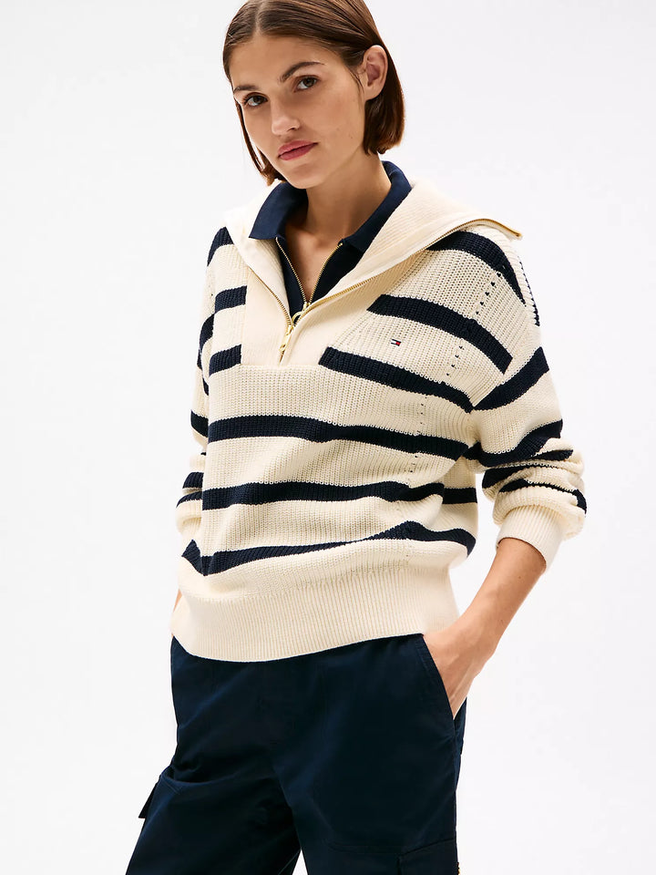 Tommy Hilfiger Stripe Half-Zip Sweater