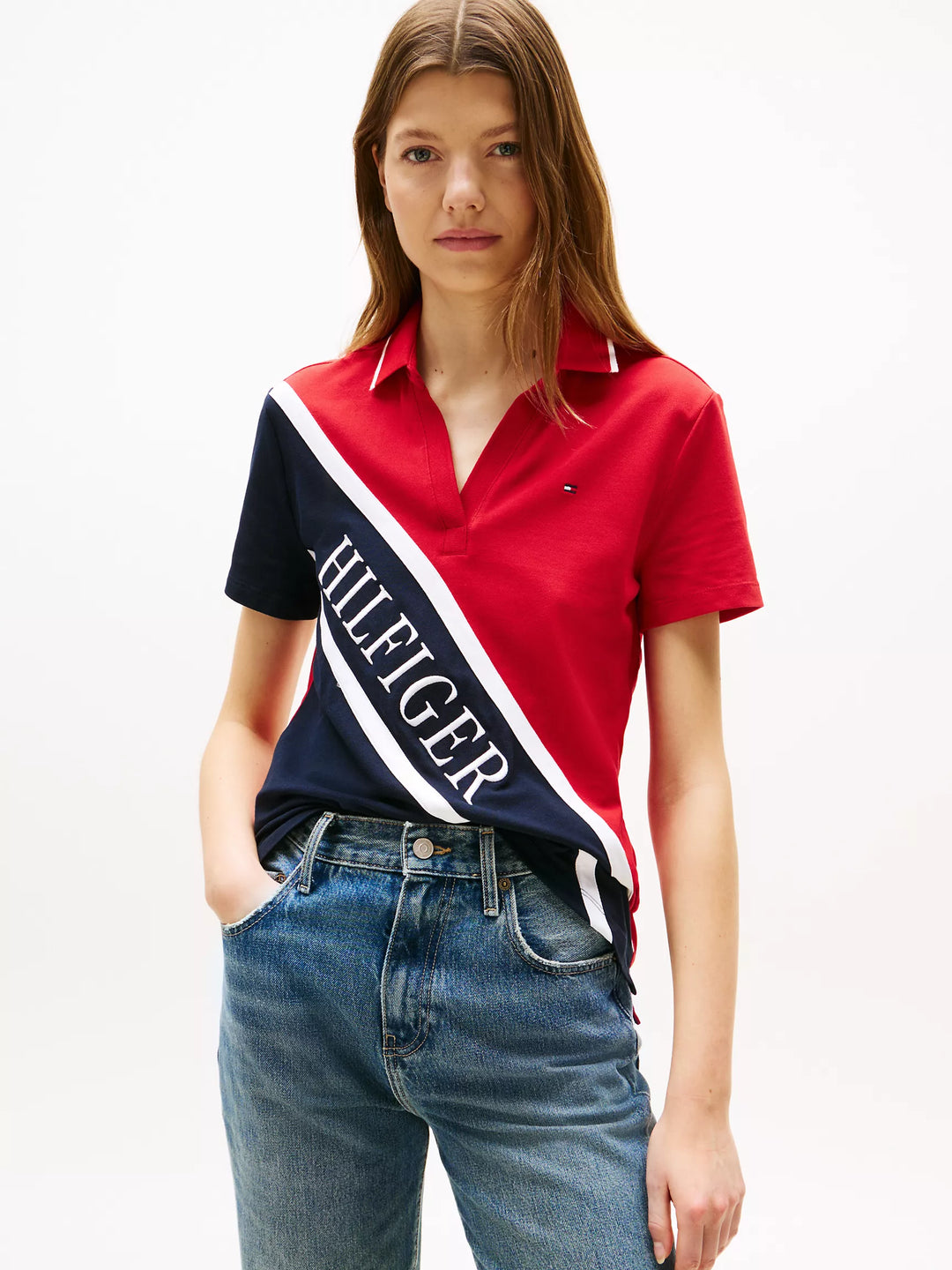 Tommy Hilfiger Banner Logo Stretch-Cotton Polo