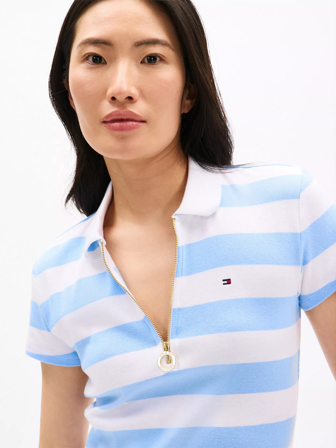 Tommy Hilfiger Slim Fit Rugby Stripe Zip Polo