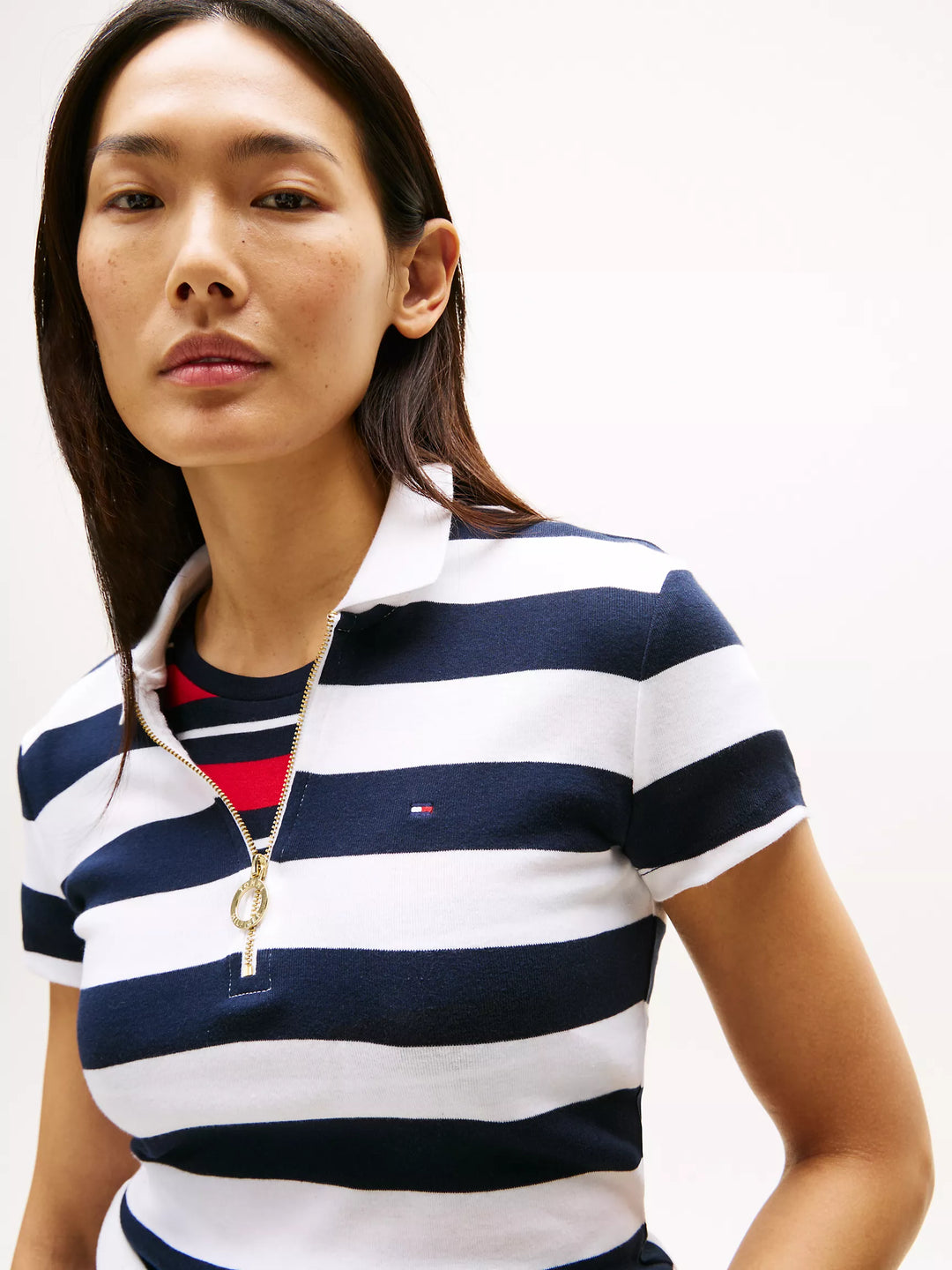 Tommy Hilfiger Slim Fit Rugby Stripe Zip Polo