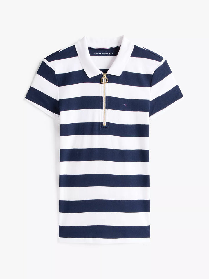 Tommy Hilfiger Slim Fit Rugby Stripe Zip Polo