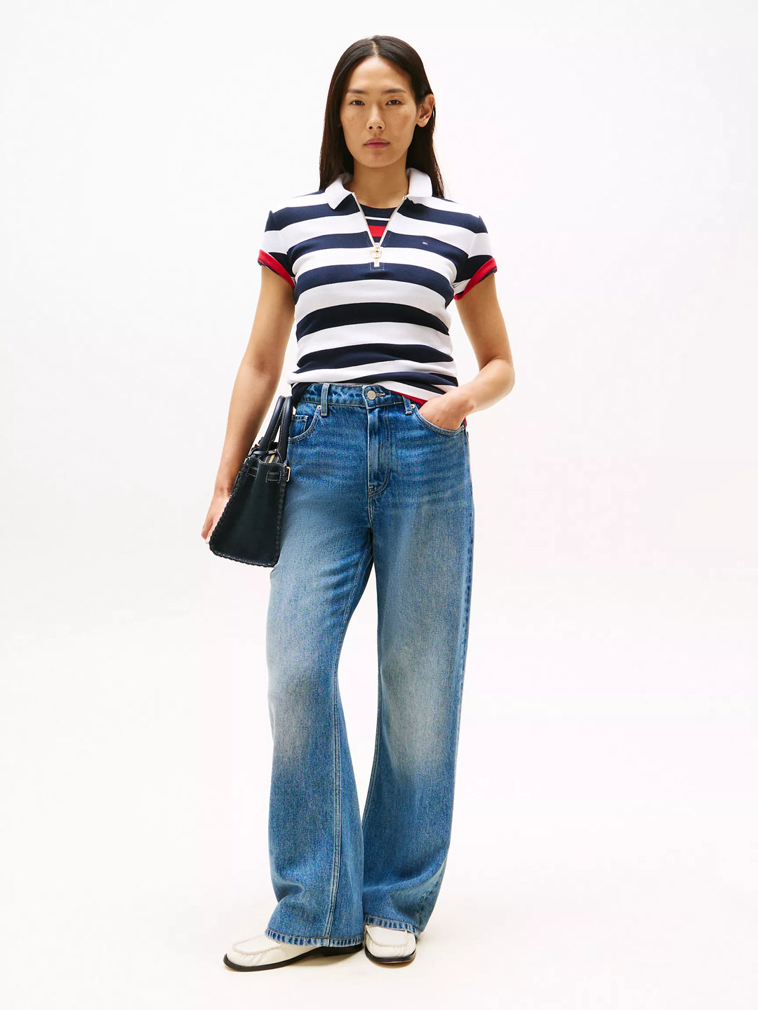 Tommy Hilfiger Slim Fit Rugby Stripe Zip Polo