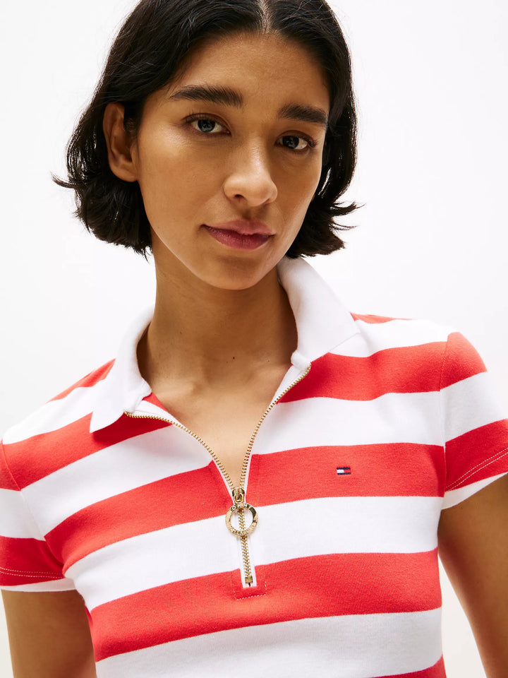 Tommy Hilfiger Slim Fit Rugby Stripe Zip Polo