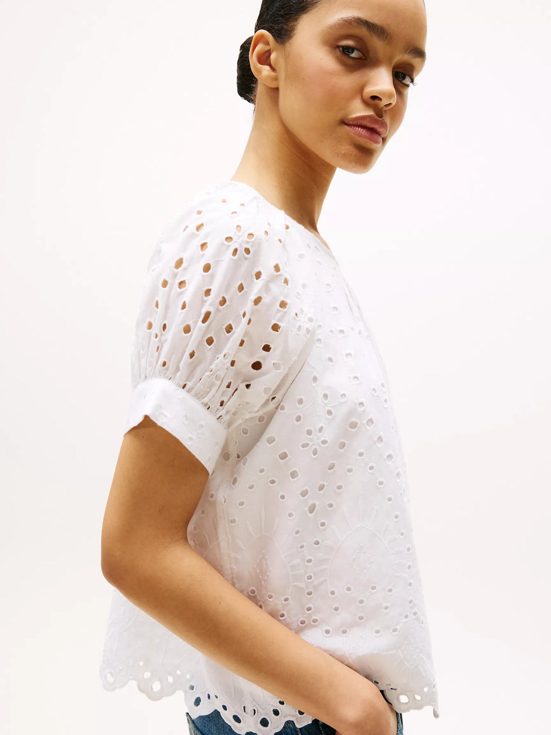 Tommy Hilfiger Embroidered Eyelet Short-Sleeve Top