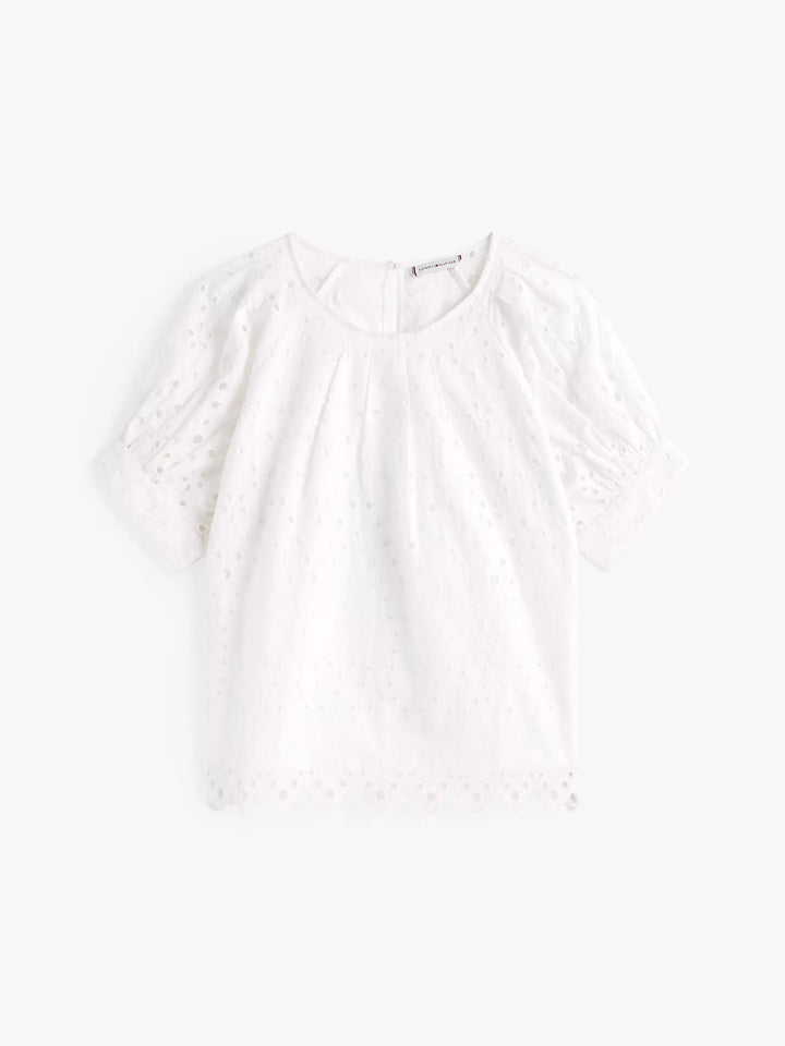 Tommy Hilfiger Embroidered Eyelet Short-Sleeve Top