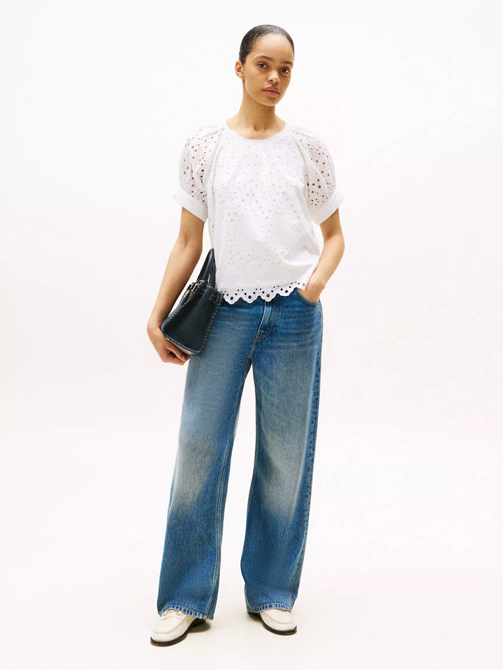 Tommy Hilfiger Embroidered Eyelet Short-Sleeve Top