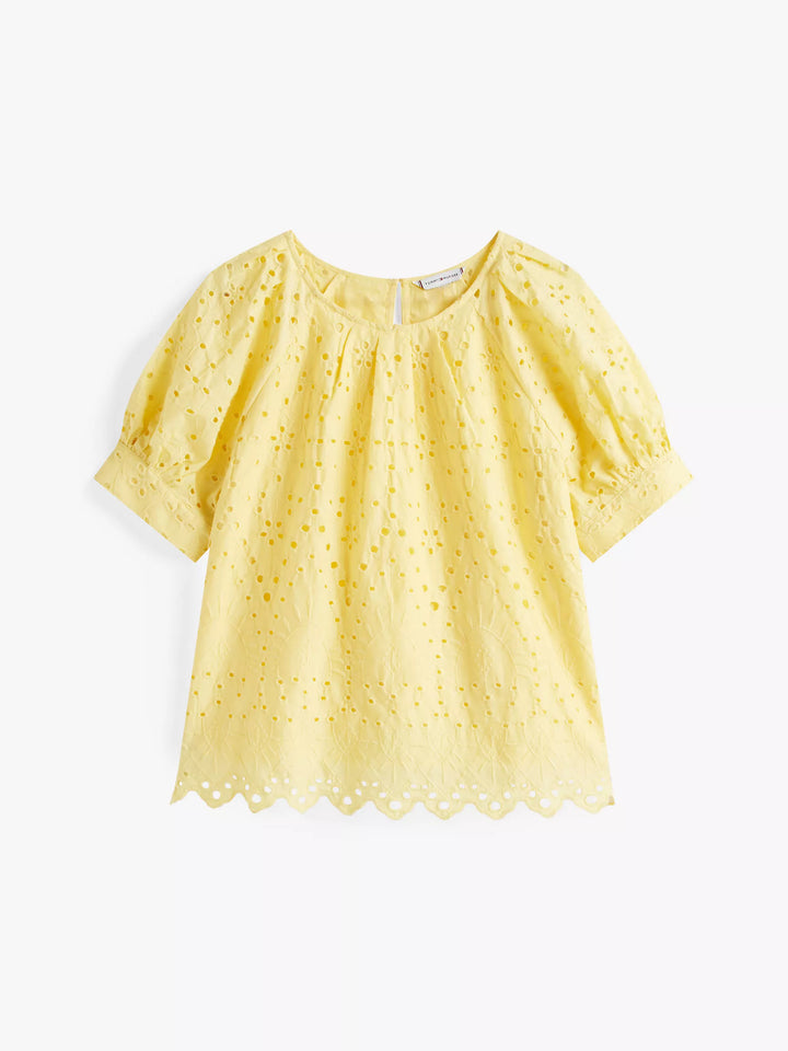 Tommy Hilfiger Embroidered Eyelet Short-Sleeve Top