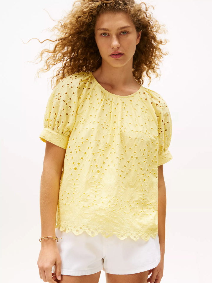 Tommy Hilfiger Embroidered Eyelet Short-Sleeve Top