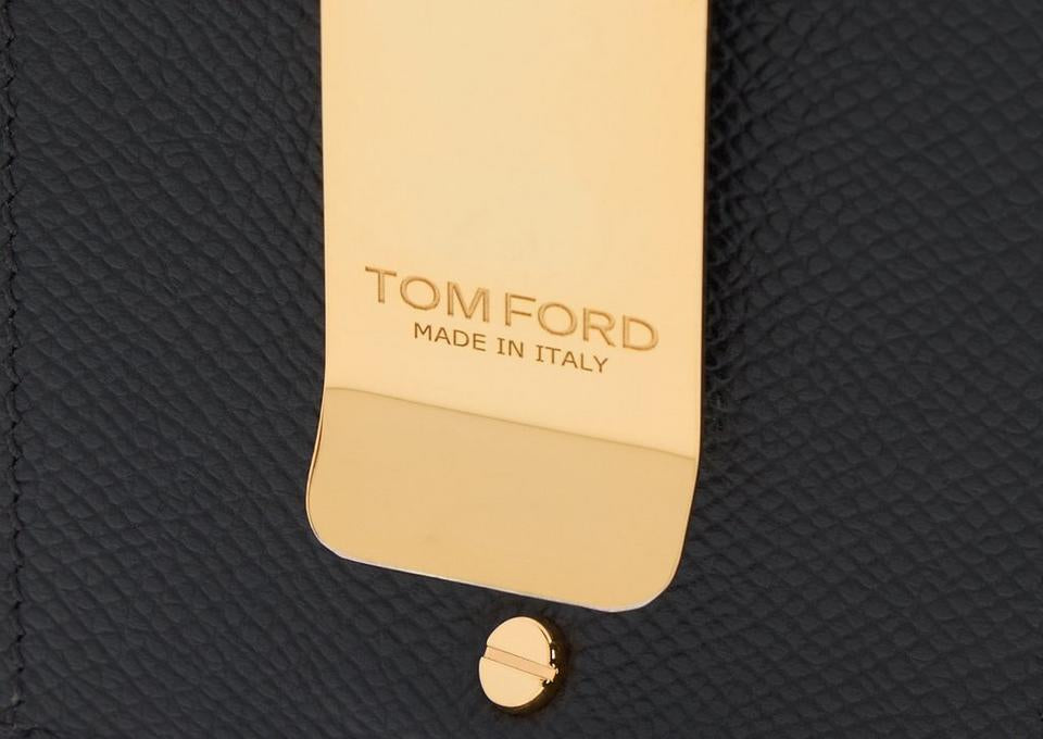 TOM FORD SMALL GRAIN LEATHER MONEY CLIP CARDHOLDER