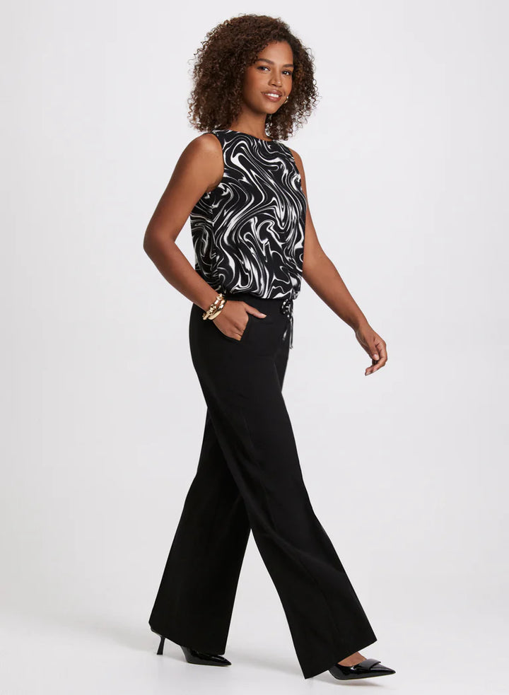 LAURA Wave Print Sleeveless Blouse