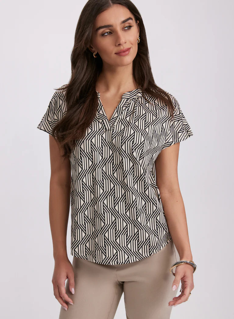 LAURA Geometric Print Top