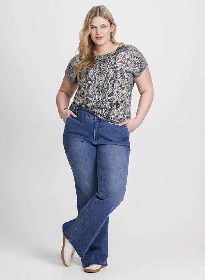 LAURA Abstract Rhinestone Embellished T-Shirt