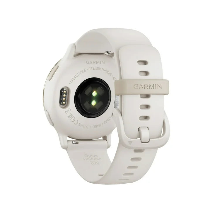 Garmin vívoactive 5 Fitness-Tracking Smartwatch with Aluminum Bezel and Silicone Band, Ivory