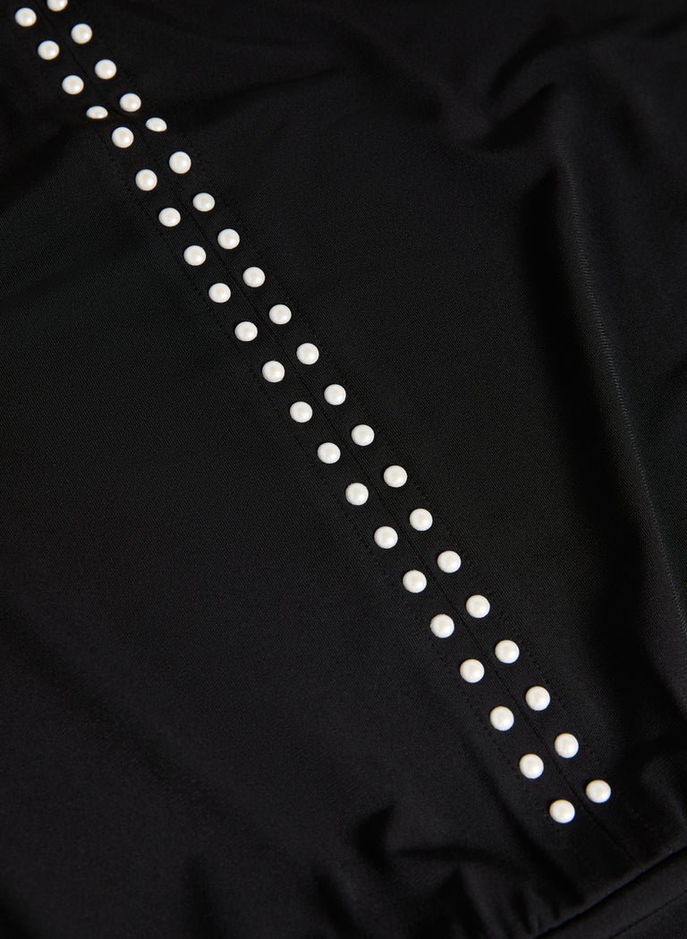 LAURA Keyhole Detail Pearl Trim Top