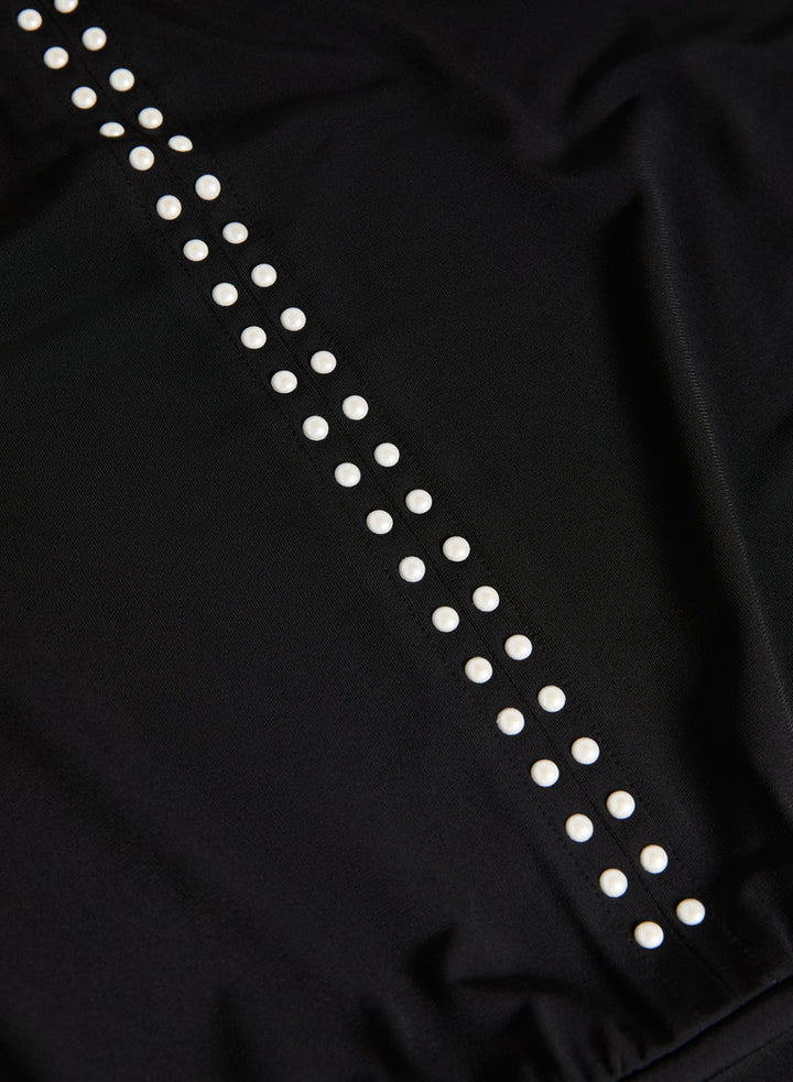 LAURA Keyhole Detail Pearl Trim Top