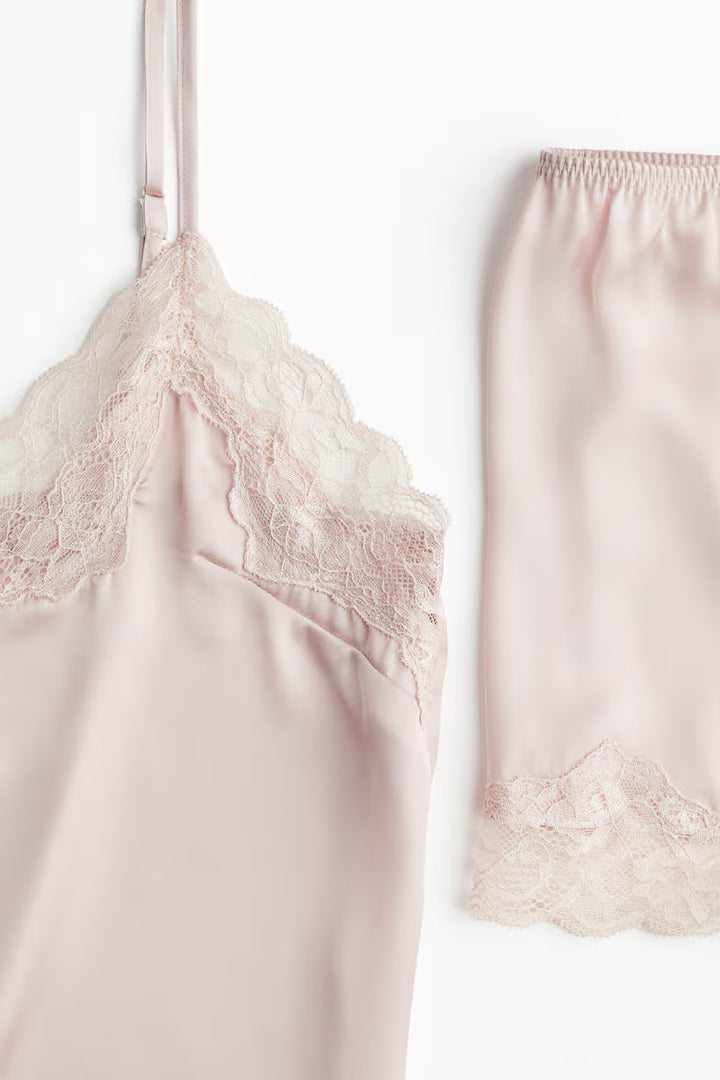 H&M Lace-trimmed Satin Pajamas
